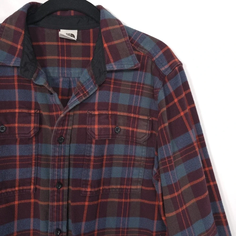 THE NORTH FACE Mens Shirt Plaid MEDIUM Flannel‎ Lined Brown 100% Cotton